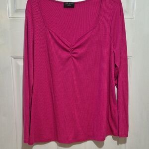 Lane Bryant Vibrant Pink Long Sleeve Top